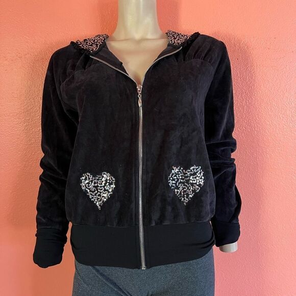 CALIFORNIA KISSES BLACK HOODIE WITH SEQUINS. - Picture 1 of 7